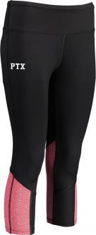 Girls/Ladies Capri Leggings, Black/Scarlet Heather